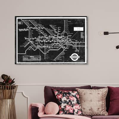 Wynwood Studio 'London Underground Map 1934' Maps and Flags Wall Art Canvas Print - Black, Gray