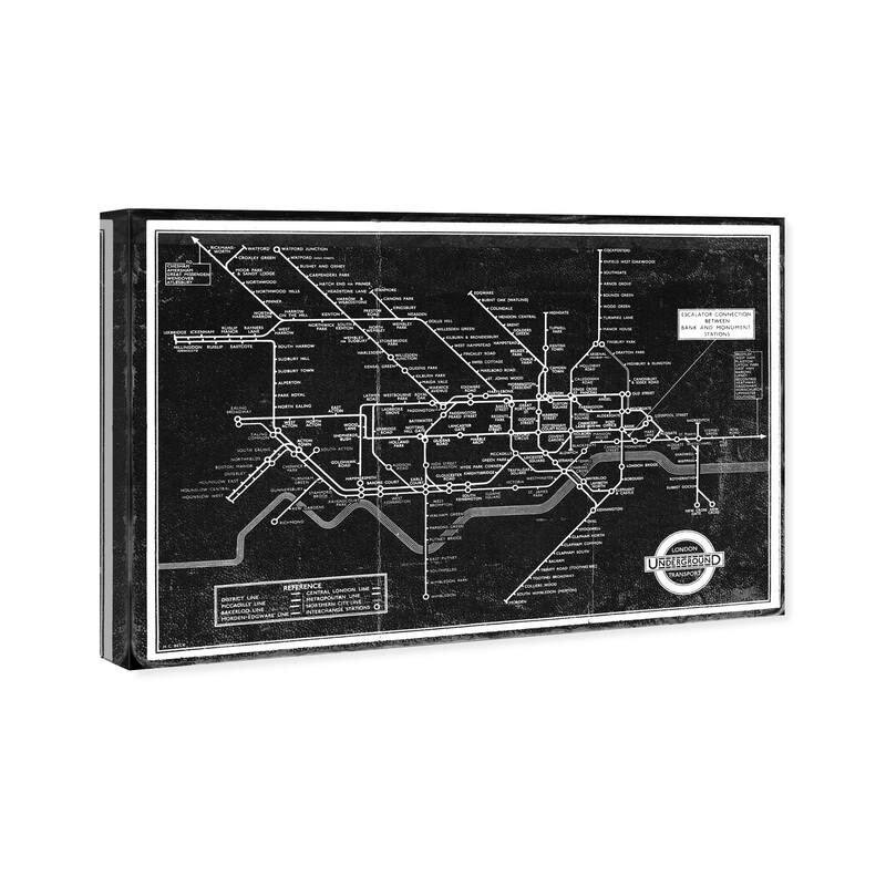 Wynwood Studio 'London Underground Map 1934' Maps and Flags Wall Art Canvas Print - Black, Gray