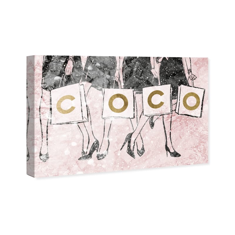 Wynwood Studio 'Shopping Girls Luxe Blush' Fashion and Glam Wall Art Canvas Print - Pink, Gold