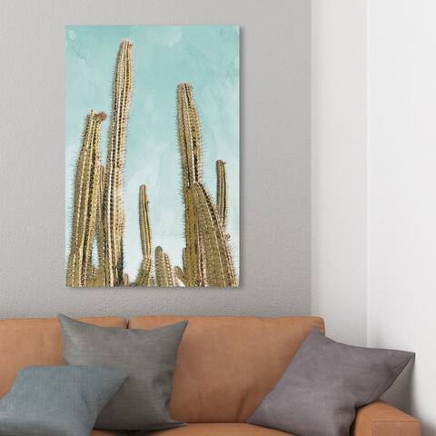 Wynwood Studio 'Gold Cactus' Nature and Landscape Wall Art Canvas Print - Gold, Green