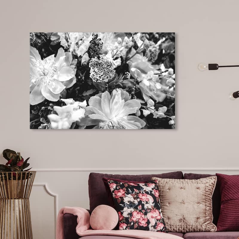 Wynwood Studio 'Dark Flora' Floral and Botanical Wall Art Canvas Print - Black, White - 36 x 24