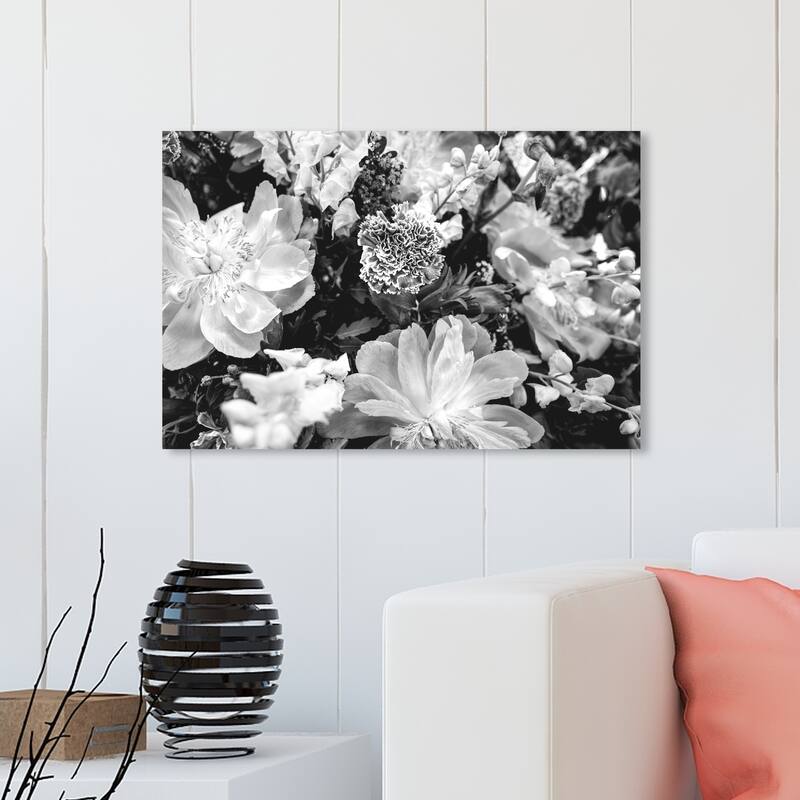 Wynwood Studio 'Dark Flora' Floral and Botanical Wall Art Canvas Print - Black, White