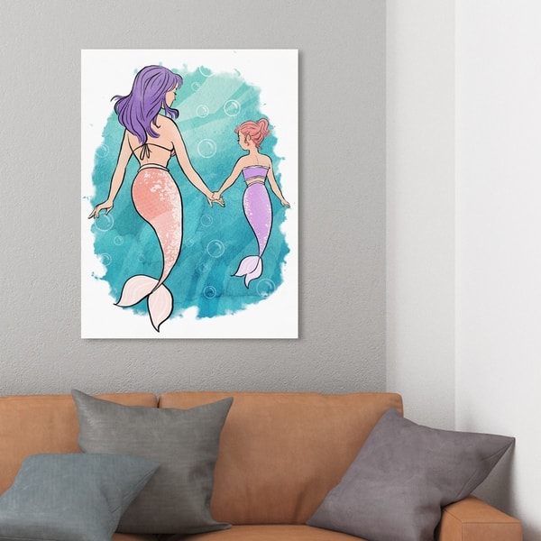 Mermaid Bathroom Wall Decor Colorful Wall Art Orange Wall Decor Canvas  Paintings