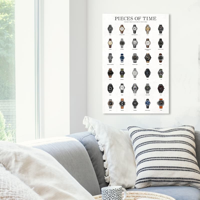 Wynwood Studio 'Piece of Time ' Fashion and Glam Wall Art Canvas Print - White, Brown - 20 x 30
