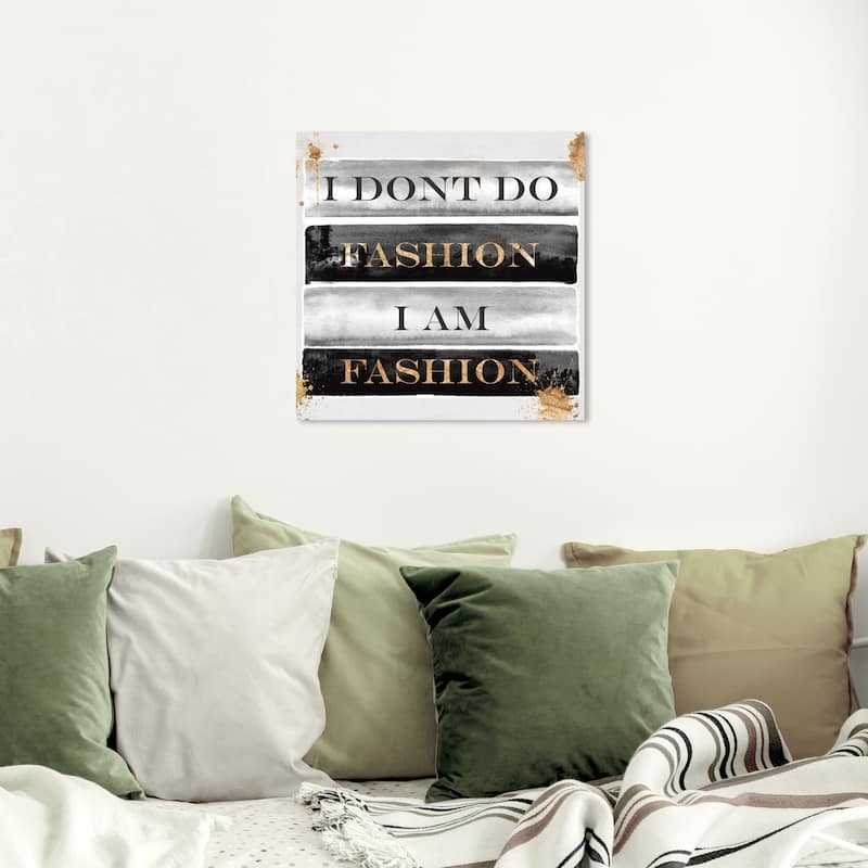 Wynwood Studio 'I Am Fashion Books' Typography and Quotes Wall Art Canvas Print - Black, Gray - 20 x 20