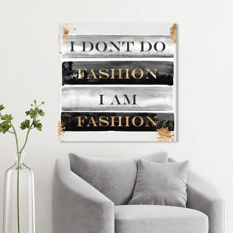 Wynwood Studio 'I Am Fashion Books' Typography and Quotes Wall Art Canvas Print - Black, Gray - 30 x 30