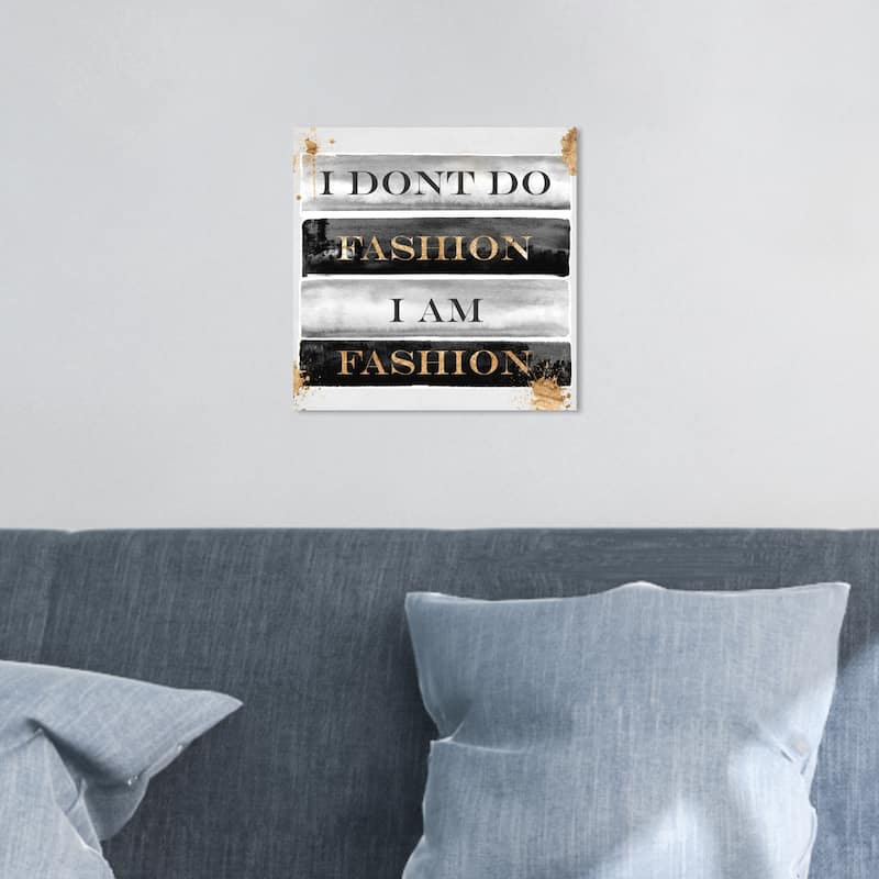 Wynwood Studio 'I Am Fashion Books' Typography and Quotes Wall Art Canvas Print - Black, Gray - 12 x 12
