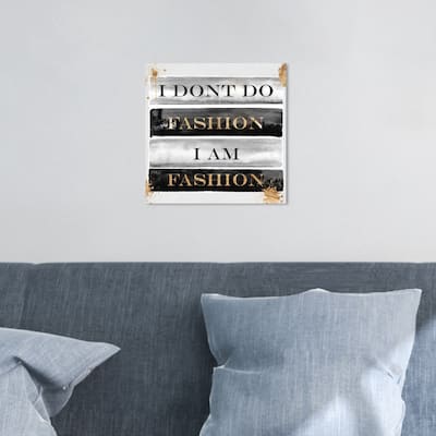 Wynwood Studio 'I Am Fashion Books' Typography and Quotes Wall Art Canvas Print - Black, Gray