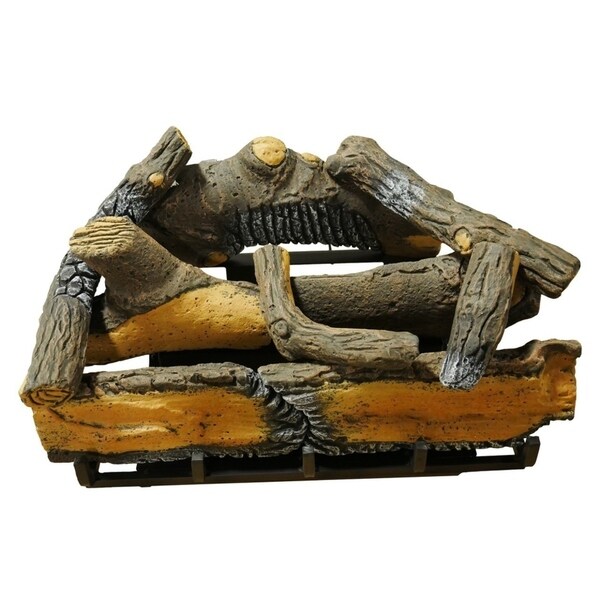 Cedar Ridge Hearth 24in. Decorative Realistic Fireplace Ceramic Wood Log Set - Model# CRHD24T-D
