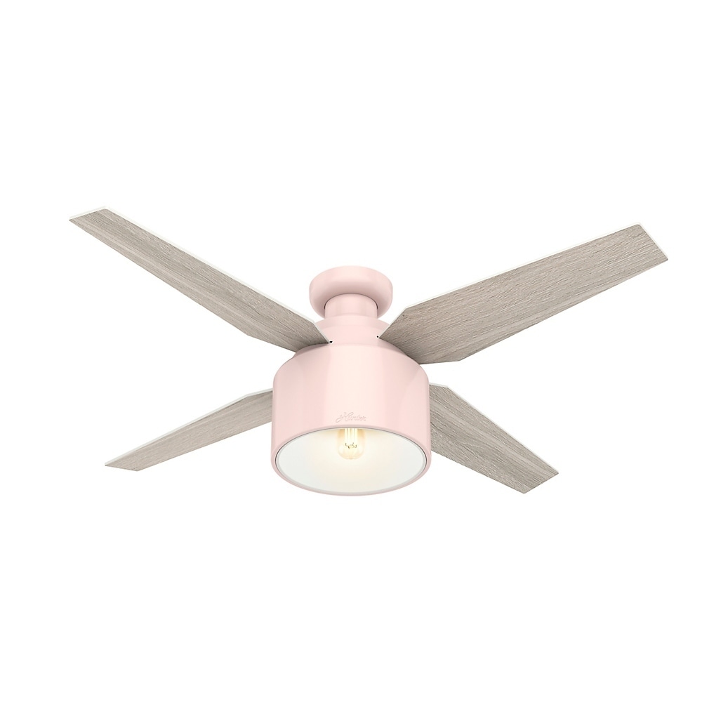 Hunter 52 Cranbrook Blush Pink Low Profile Ceiling Fan With Light Kit And Remote
