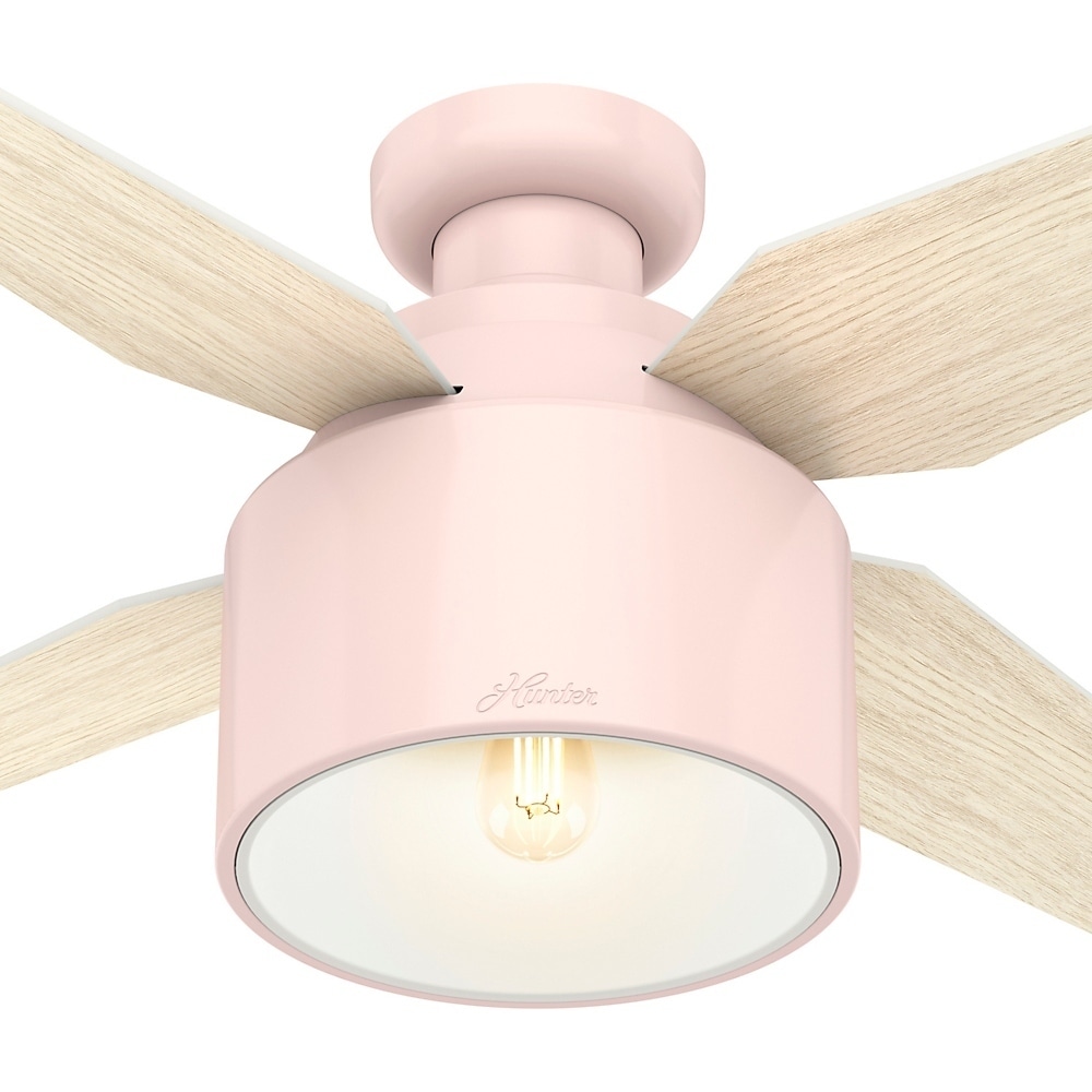 Hunter 52 Cranbrook Blush Pink Low Profile Ceiling Fan With Light Kit And Remote