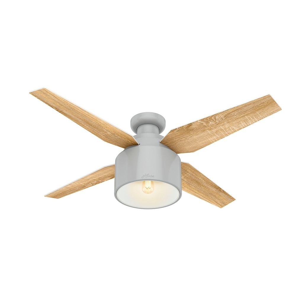 Hunter 52 Cranbrook Dove Grey Low Profile Ceiling Fan With Light Kit And Remote