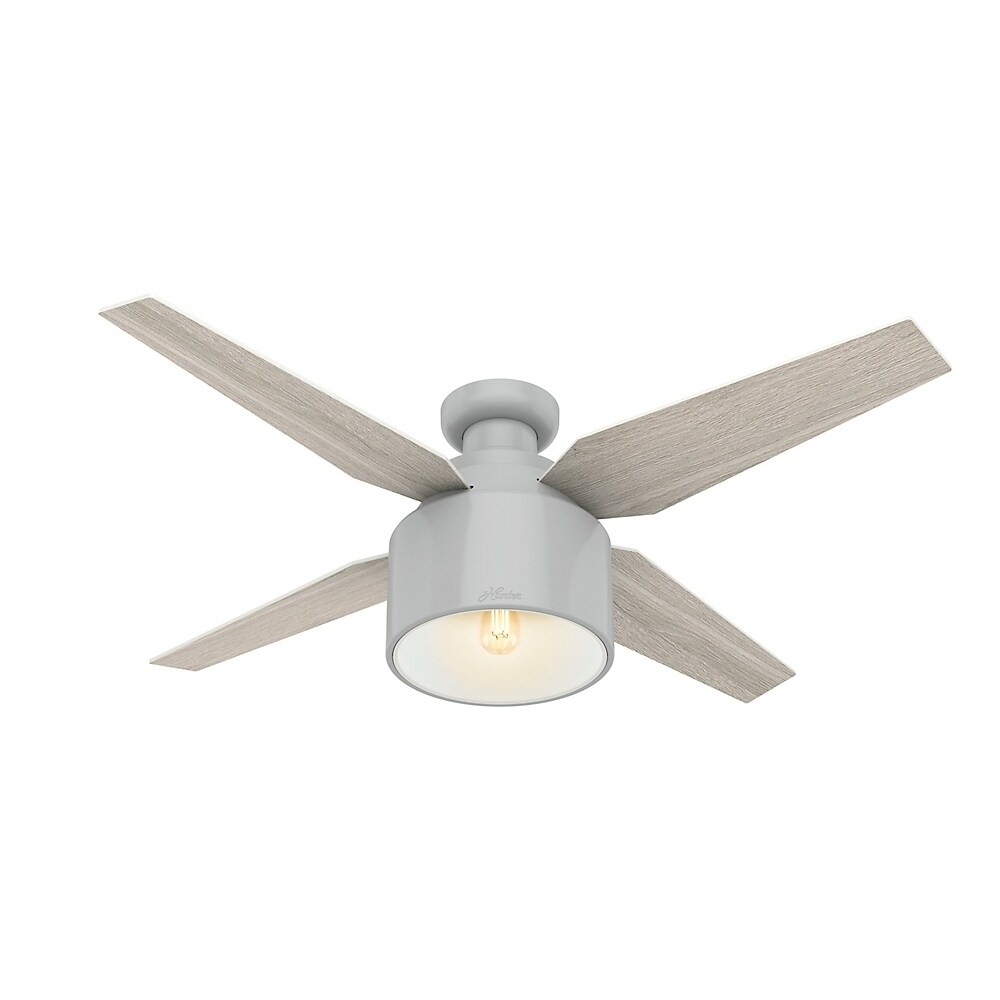 Hunter 52 Cranbrook Dove Grey Low Profile Ceiling Fan With Light Kit And Remote