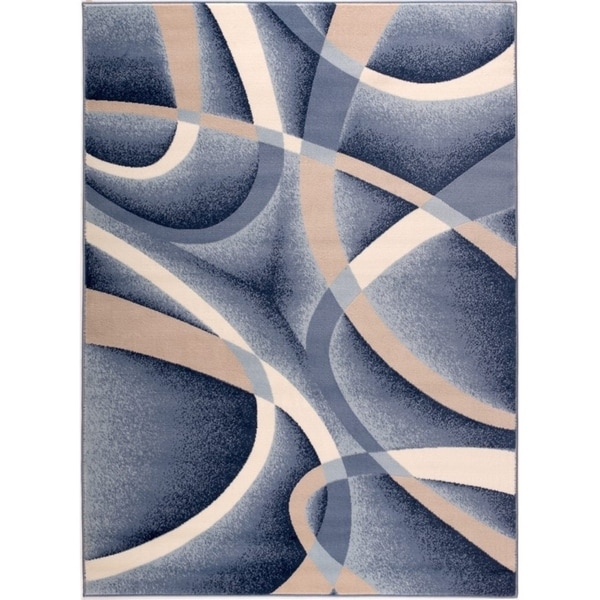 Abstract Geometric Traditional Living Room Luxury Area Rug in Blue Beige 2x3 5x7 8x10 6x9 Feet