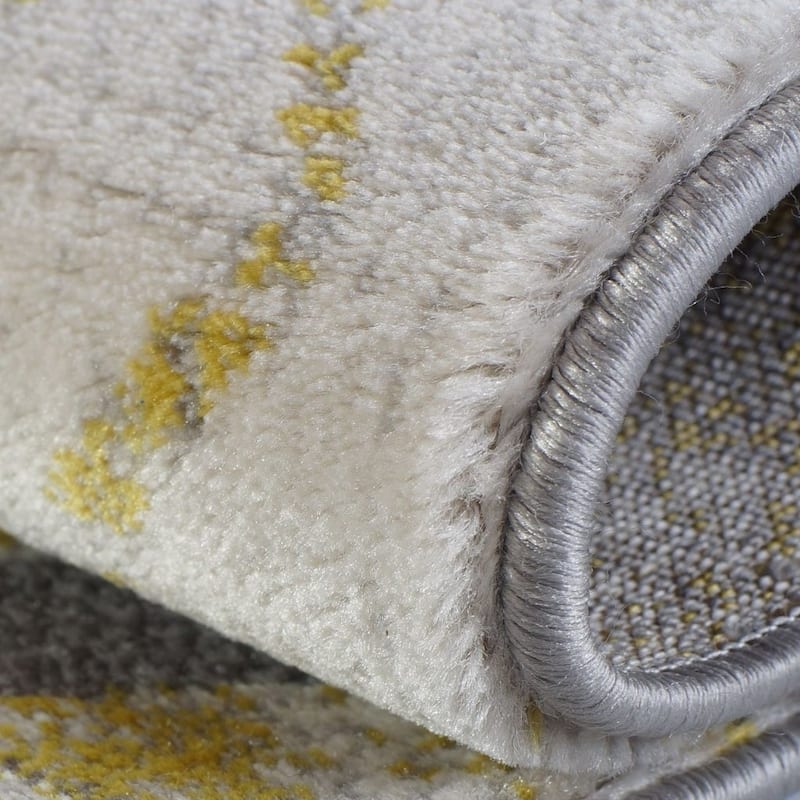 Geometric Living Room Bedroom Area Rug in Silver Gold 3x5 5x7 6 by 8 8 by 10 Feet