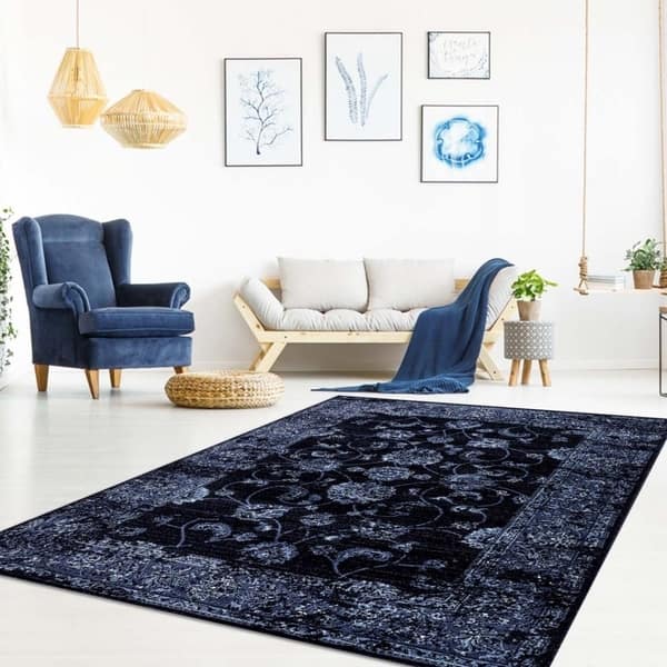 Shop Soft Traditional Durable Area Rug In Navy Blue Small Large Extra Large For Living Room Bedroom Overstock 29197763 5 3 X 7 3 160cm X 220cm