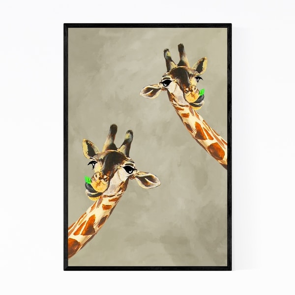 Noir Gallery Funny Giraffes Looking Painting Framed Art Print