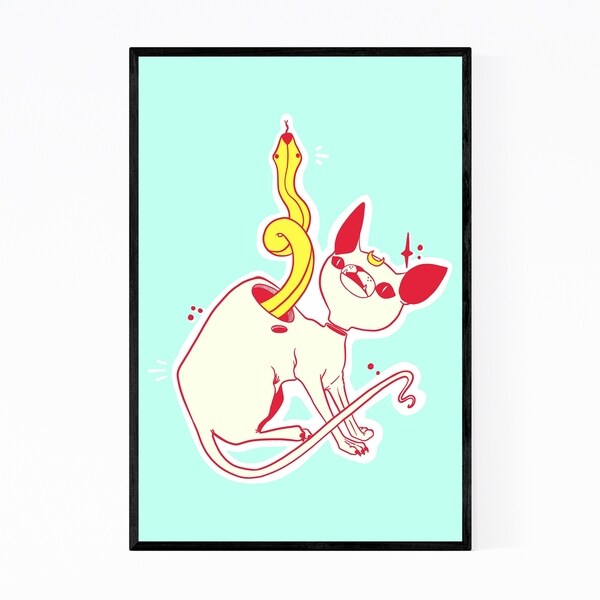 Noir Gallery Surreal Cat Snake Illustration Framed Art Print