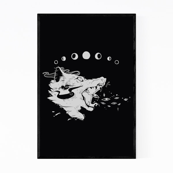 Noir Gallery Magical Wolf Animal Moon Fantasy Framed Art Print