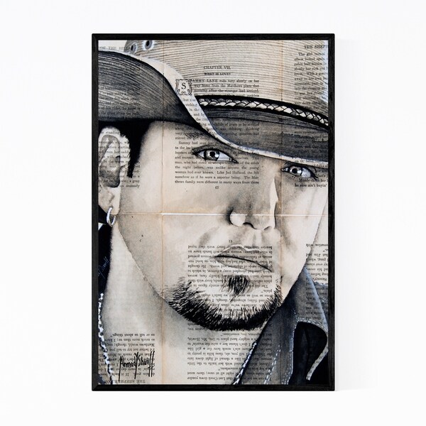 Noir Gallery Jason Aldean Country Music Framed Art Print