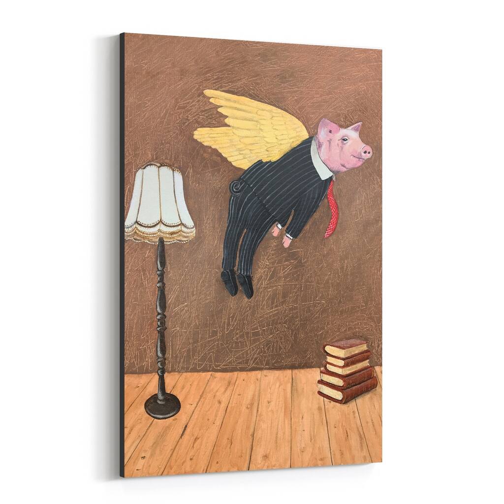 Noir Gallery Funny Flying Pig Painting Canvas Wall Art Print