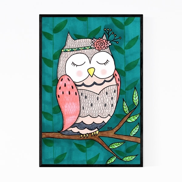 Noir Gallery Cute Owl Animal Nature Illustration Framed Art Print