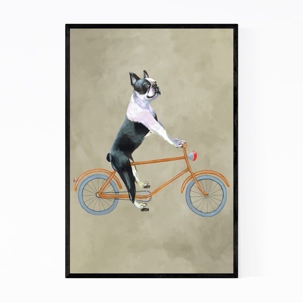 Noir Gallery Boston Terrier Dog Bicycle Painting Framed Art Print