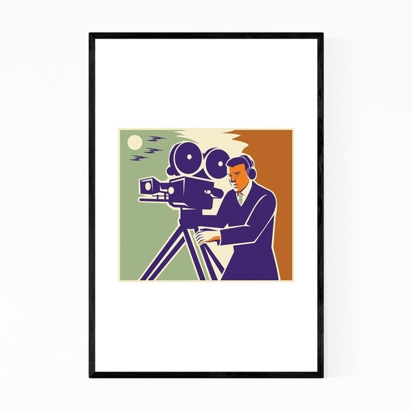 Noir Gallery Cameraman Film Crew Gift Retro Framed Art Print