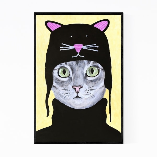Noir Gallery Funny Cat Cat Hat Painting Framed Art Print