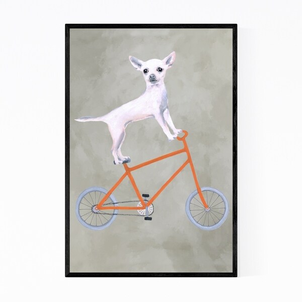 Noir Gallery Funny Chihuahua On Bicycle Painting Framed Art Print