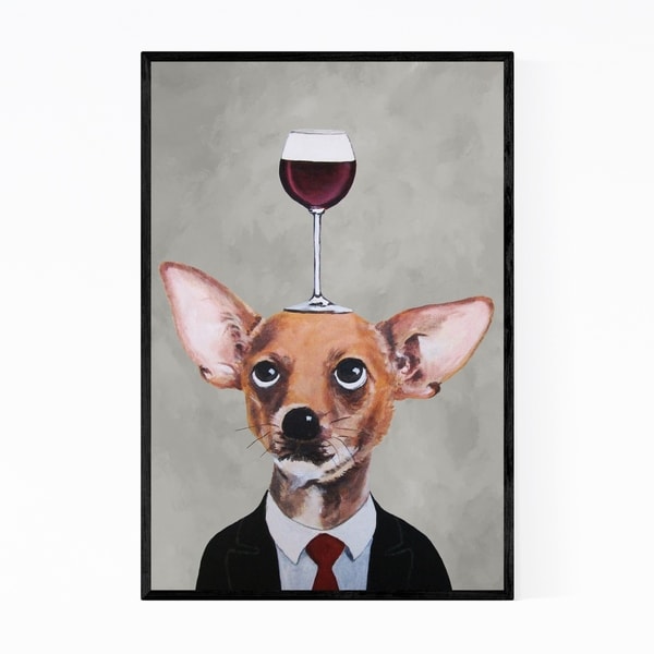 Noir Gallery Funny Chihuahua Wineglass Painting Framed Art Print