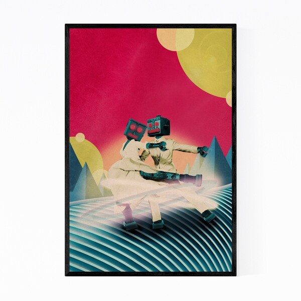 Noir Gallery Retro Surreal Robot Abstract Collage Framed Art Print