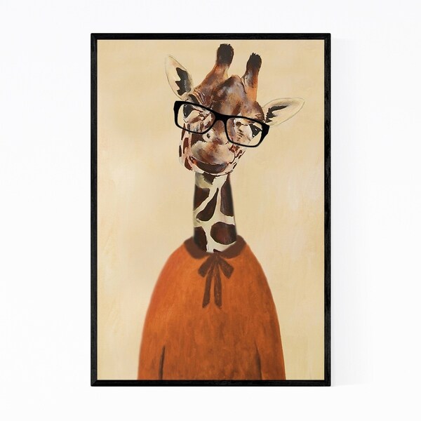 Noir Gallery Funny Giraffe Animal Painting Framed Art Print
