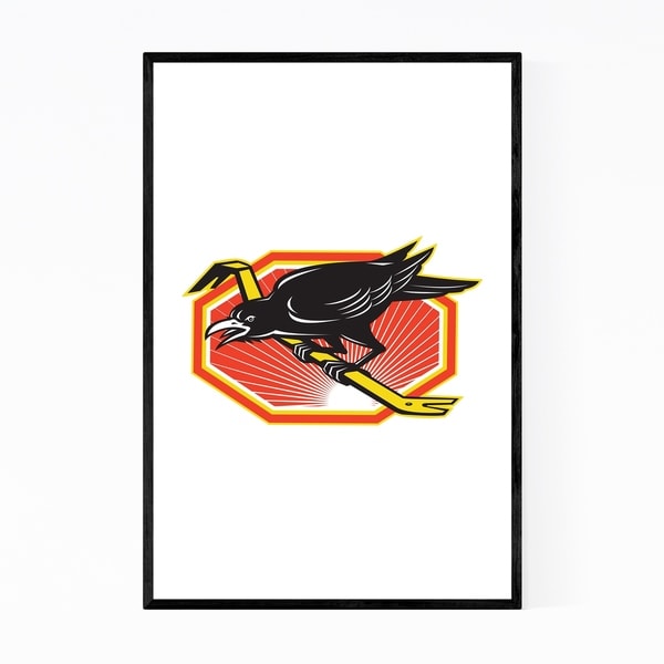 Noir Gallery Angry Crow Bird Retro Framed Art Print
