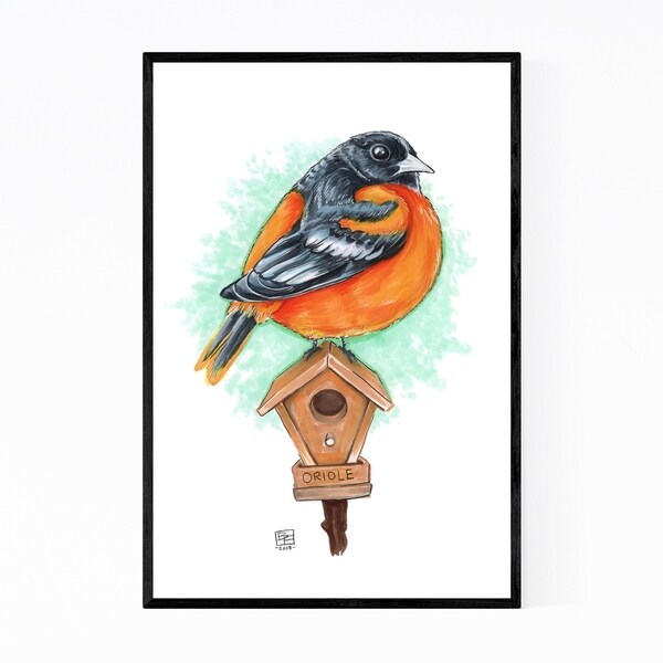 Noir Gallery Cute Oriole Bird Kids Art Nursery Framed Art Print