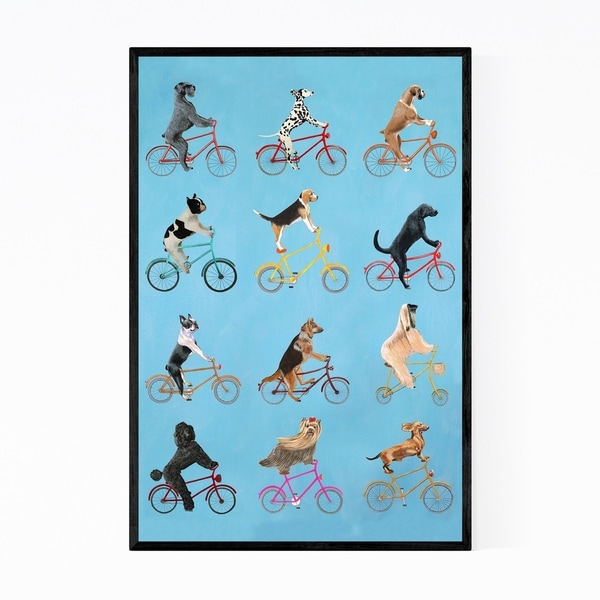 Noir Gallery Funny Cycling Dogs Painting Framed Art Print