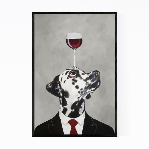 Noir Gallery Funny Dalmatian Wineglass Painting Framed Art Print