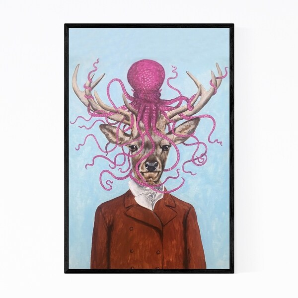 Noir Gallery Funny Deer Octopus Painting Framed Art Print