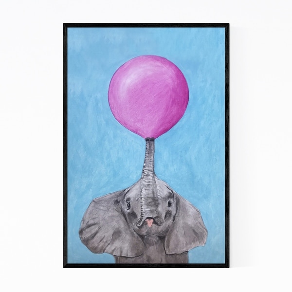 Noir Gallery Funny Elephant Bubblegum Painting Framed Art Print