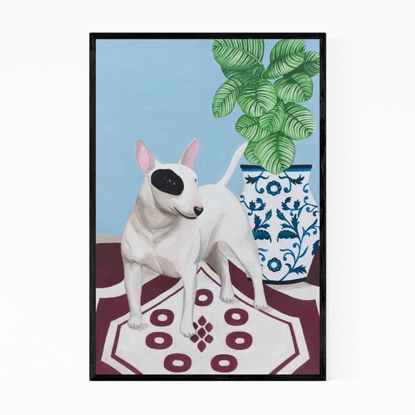 Noir Gallery English Bull Terrier Dog Floral Pastel Framed Art Print