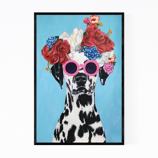 Noir Gallery Flower Power Dalmatian Blue Painting Framed Art Print