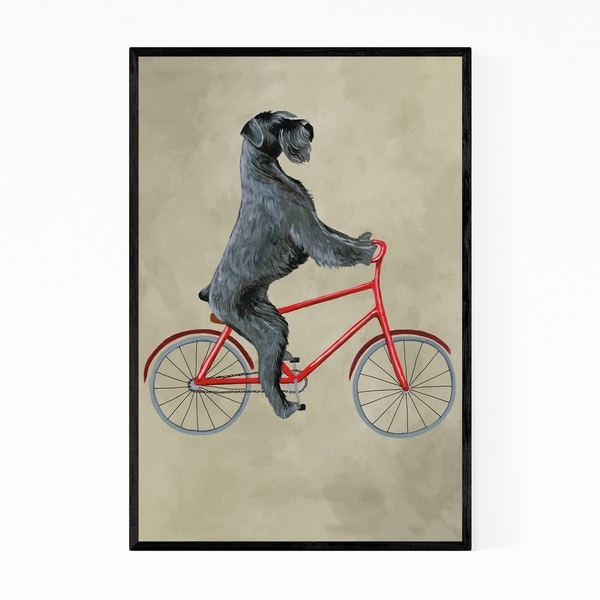 Noir Gallery Giant Schnauzer On Bicycle Painting Framed Art Print