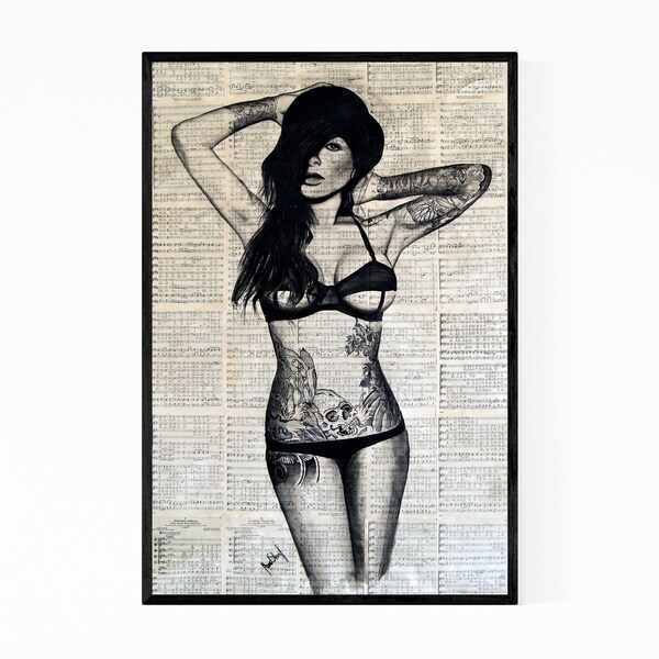 Noir Gallery Feminine Figurative Woman Tattoos Framed Art Print