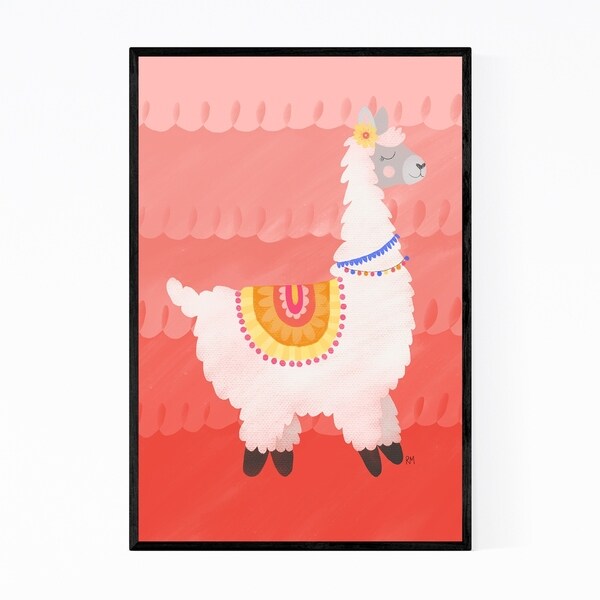 Noir Gallery Cute Happy Funny Llama Animal Framed Art Print