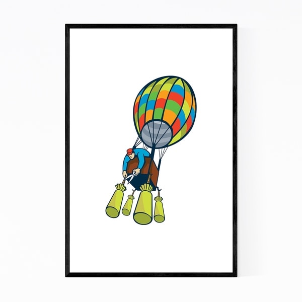 Noir Gallery Hot Air Balloon Retro Framed Art Print