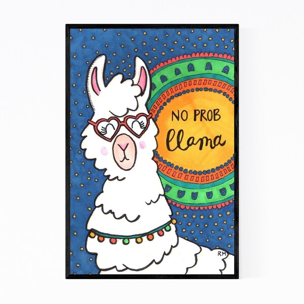 Noir Gallery Llama Animal Cute Funny Humor Framed Art Print