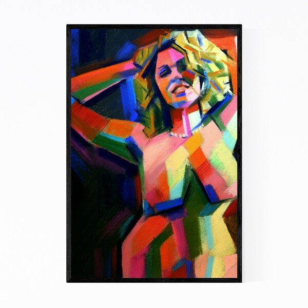 Noir Gallery Cubism Feminine Figurative Drawing Framed Art Print