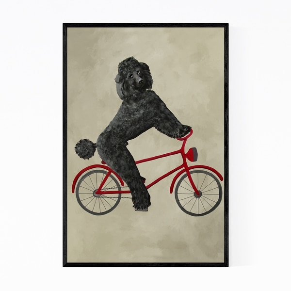 Noir Gallery Poodle On Bicycle Painting Framed Art Print