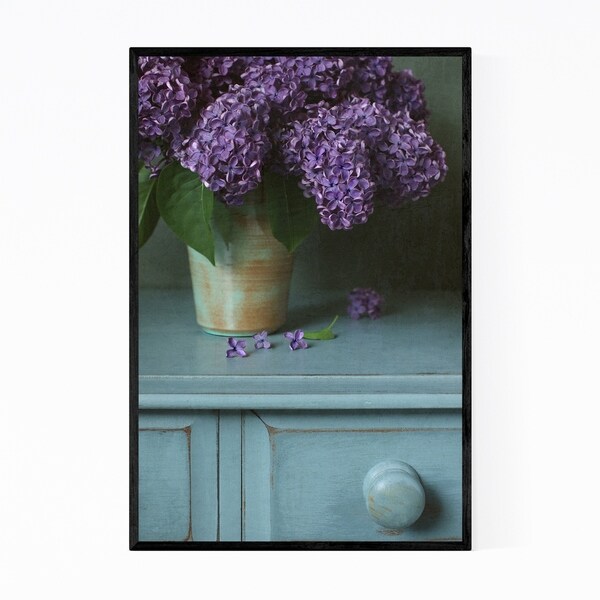 Noir Gallery Purple Lilac Vase Still Life Pastel Framed Art Print