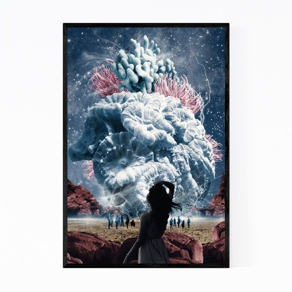Noir Gallery Corals Ocean Marine Life Collage Framed Art Print